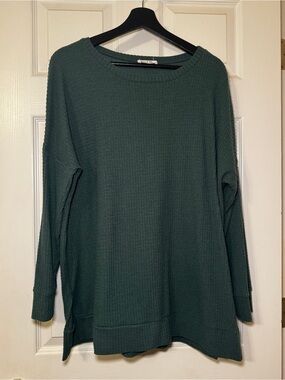 You & Me Women’s Plus Green Waffle Knit Top Size 1X